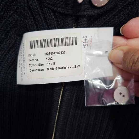 Parley Ribbed High Neck Zip Up Knit Cardigan Sweater‎ Black Cotton Blend Size S - Picture 7 of 11